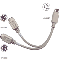 Cable MiniDIN (1) 6 Macho - (2) 6 Hembras 15 cm PS/2 IBM, Compaq