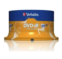 DVD-R GRABABLE 4.7GB VERBATIM 16X SPINDLE 25 PIEZAS